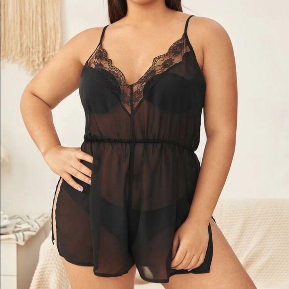 Other - SHEER hi side slit lingerie romper